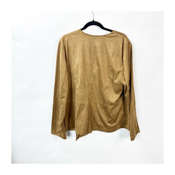 J.Jill NWT Acorn Faux‑Suede Moto Zip Jacket Women XL Camel Brown - Picture 8 of 10